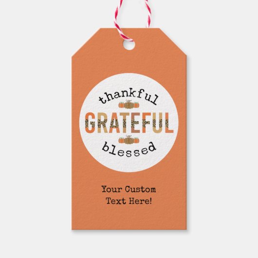 Dankbar, gesegnet Niedlich Fall Erntedank Geschenkanhänger (Vorderseite)