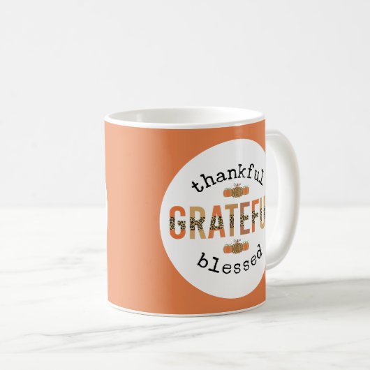 Dankbar, gesegnet Niedlich Fall Erntedank Kaffeetasse (VorderseiteRechts)