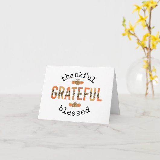 Dankbar, gesegnet Niedlich Fall Erntedank Karte (Gelbe Blume)