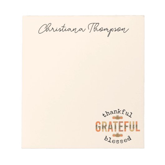 Dankbar, gesegnet Niedlich Fall Erntedank Notizblock (Vorderseite)