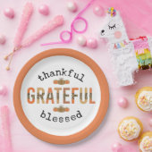 Dankbar, gesegnet Niedlich Fall Erntedank Pappteller (Party)