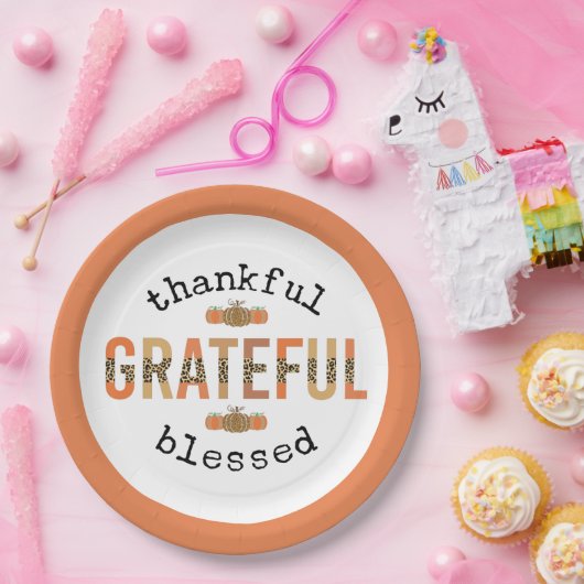 Dankbar, gesegnet Niedlich Fall Erntedank Pappteller (Party)