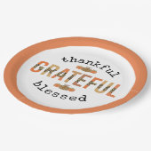 Dankbar, gesegnet Niedlich Fall Erntedank Pappteller (Schrägansicht)