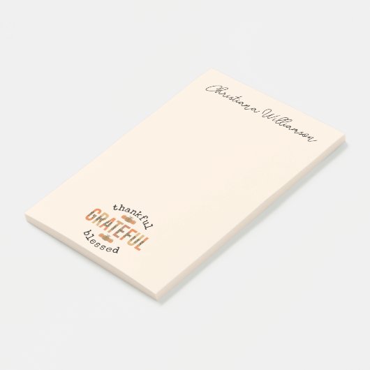 Dankbar, gesegnet Niedlich Fall Erntedank Post-it Klebezettel (angewinkelt)