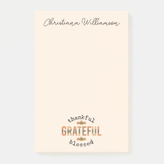 Dankbar, gesegnet Niedlich Fall Erntedank Post-it Klebezettel (Vorderseite)