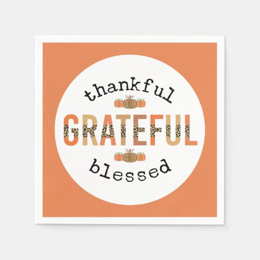 Dankbar, gesegnet Niedlich Fall Erntedank Serviette (Vorderseite)