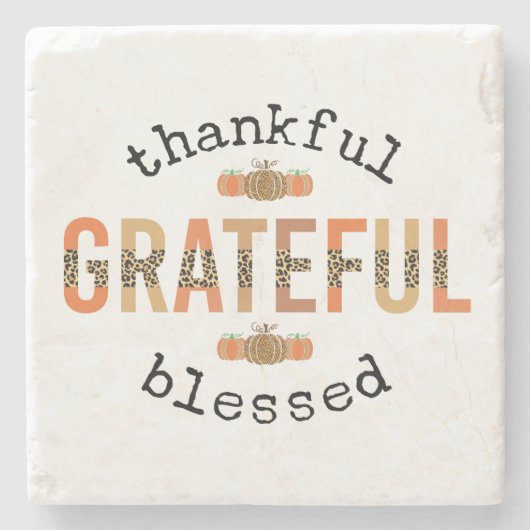 Dankbar, gesegnet Niedlich Fall Erntedank Steinuntersetzer (Vorderseite)