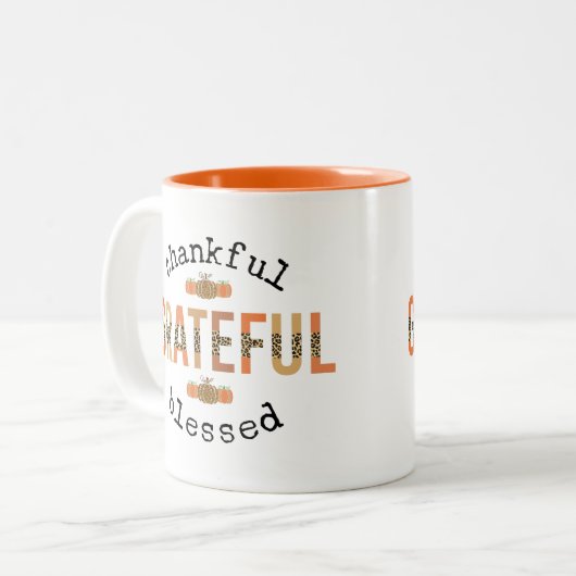 Dankbar, gesegnet Niedlich Fall Erntedank Zweifarbige Tasse (Vorderseite Links)