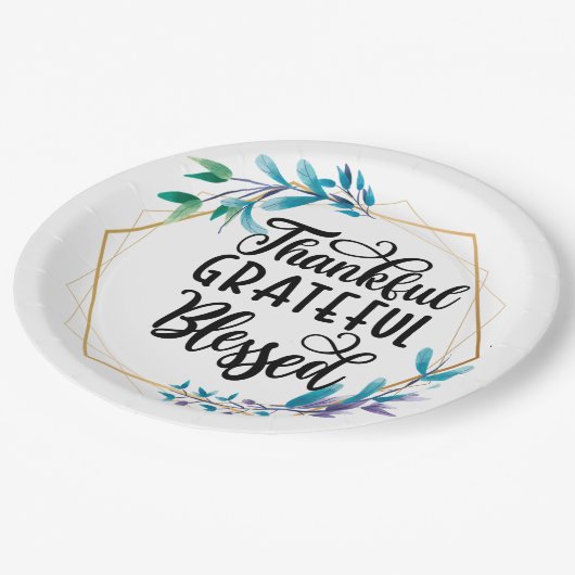 Dankbar, gesegnet pappteller (Schrägansicht)