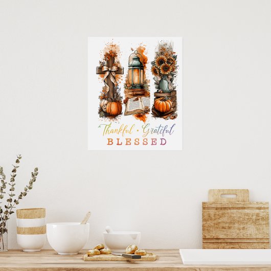 Dankbar, gesegnet poster (Küche)