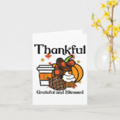 Dankbar, gesegnet, Pumpkaffee Thanksgiv Karte (Gelbe Blume)
