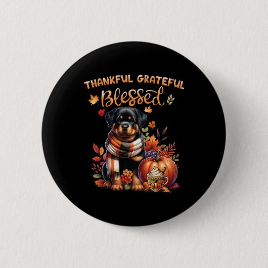 Dankbar, gesegnet Rottweiler Dog Fall Y'al Button (Vorderseite)