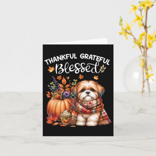 Dankbar, gesegnet Shih Tzu Dog Fall Y'all Karte (Gelbe Blume)