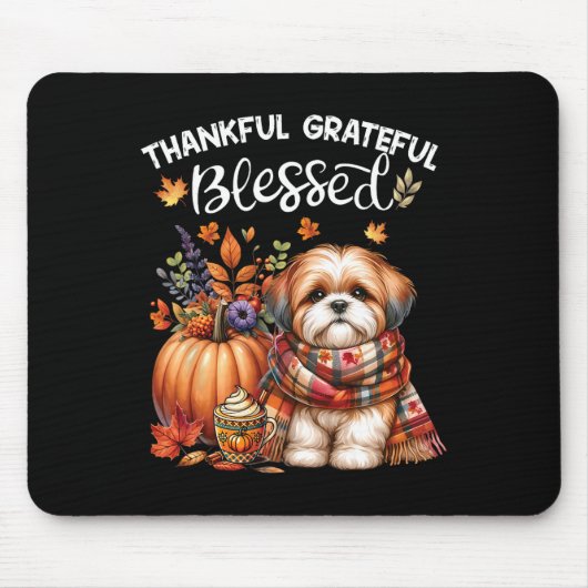 Dankbar, gesegnet Shih Tzu Dog Fall Y'all Mousepad (Vorne)