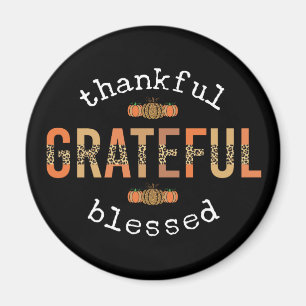 Dankbar, gesegnet Spaß Leopard Print Fall Magnet