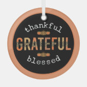 Dankbar, gesegnet Spaß Leopard Print Fall Ornament Aus Glas (Vorderseite)