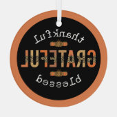 Dankbar, gesegnet Spaß Leopard Print Fall Ornament Aus Glas (Rückseite)