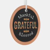 Dankbar, gesegnet Spaß Leopard Print Fall Ornament Aus Glas (Vorderseite Rechts)