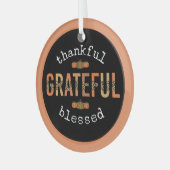 Dankbar, gesegnet Spaß Leopard Print Fall Ornament Aus Glas (Vorderseite links)