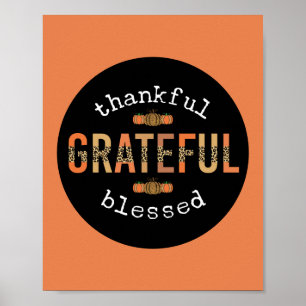 Dankbar, gesegnet Spaß Leopard Print Fall Poster