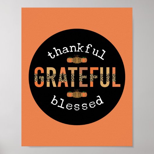 Dankbar, gesegnet Spaß Leopard Print Fall Poster (Vorne)