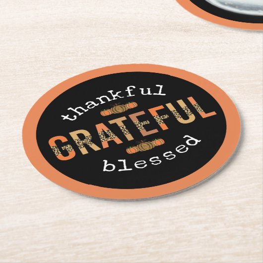 Dankbar, gesegnet Spaß Leopard Print Fall Runder Pappuntersetzer (Angewinkelt)