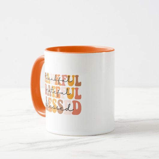 Dankbar, gesegnet tasse (Vorderseite Links)