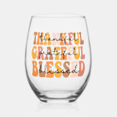 Dankbar, gesegnet weinglas ohne stiel (Vorderseite)