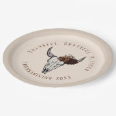 Dankbar, gesegnet Western Erntedank Pappteller (Schrägansicht)