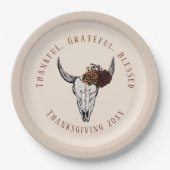 Dankbar, gesegnet Western Erntedank Pappteller (Vorderseite)