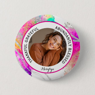 Dankbar Gesegnet Zitat Foto Regenbogen Button