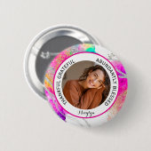 Dankbar Gesegnet Zitat Foto Regenbogen Button (Vorne & Hinten)