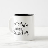 dankbar, gesegnet zweifarbige tasse (Vorderseite Links)