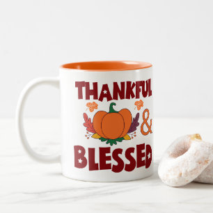 Dankbar & Gesegnet Zweifarbige Tasse