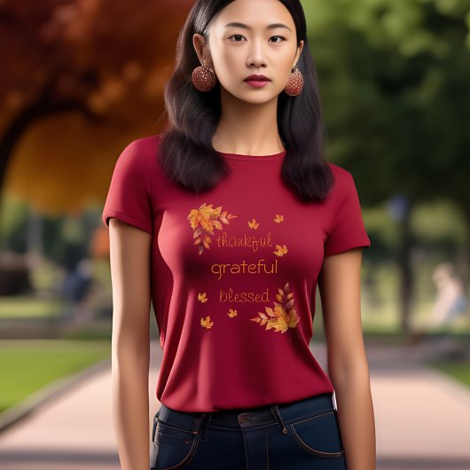 Dankbar gesegnete Herbstlaub im Herbst T-Shirt