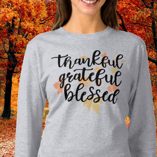 Dankbar gesegnete Herbstlaub lange Schläfchen T-Shirt