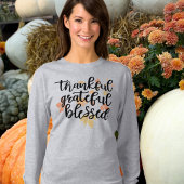 Dankbar gesegnete Herbstlaub lange Schläfchen T-Shirt