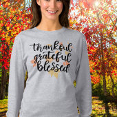 Dankbar gesegnete Herbstlaub lange Schläfchen T-Shirt