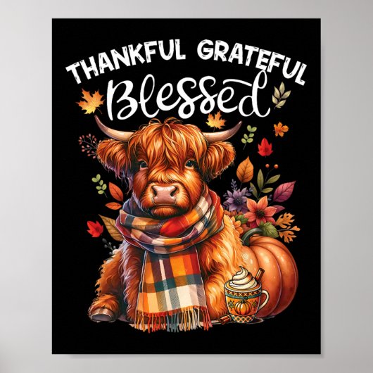 Dankbar gesegnete Kuh Fall Y'all Herbst Poster (Vorne)