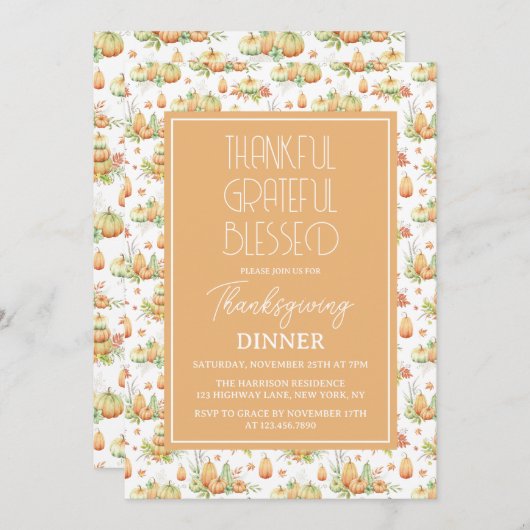 Dankbar gesegnete Minimalistische Erntedank Einladung (Vorne/Hinten)