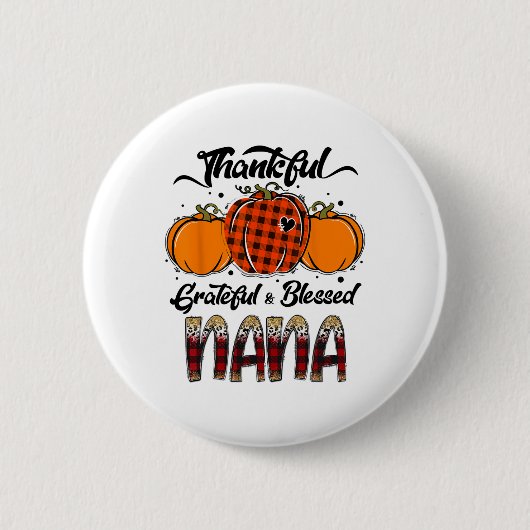 Dankbar Gesegnete Nana Kariert Thanksgiving Button (Vorderseite)