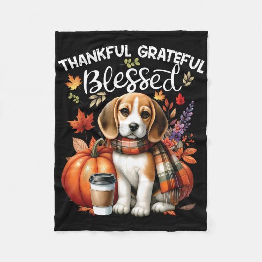 Dankbar gesegneter Beagle Hund glücklich Fall Y' Fleecedecke (Vorderseite)