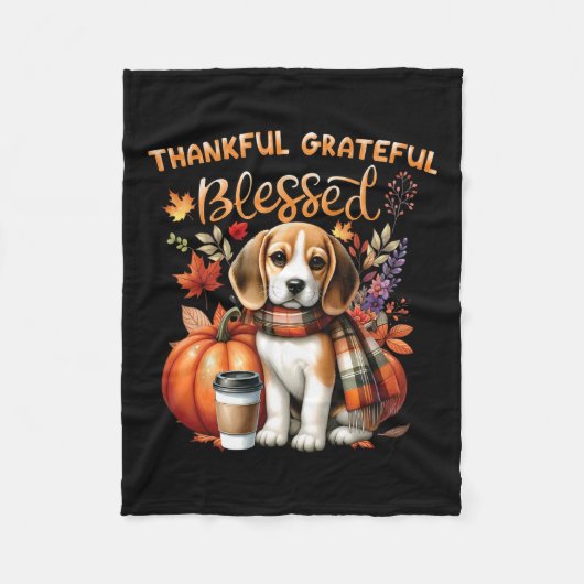Dankbar gesegneter Beagle Hund glücklich Fall Y' Fleecedecke (Vorderseite)