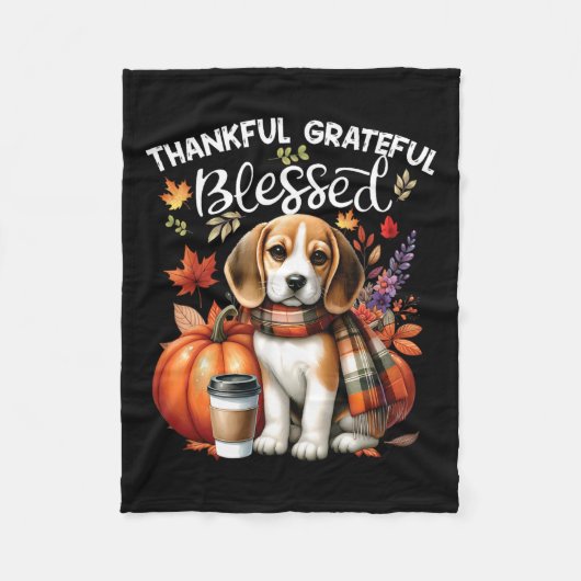 Dankbar gesegneter Beagle Hund glücklich Fall Y' Fleecedecke (Vorderseite)