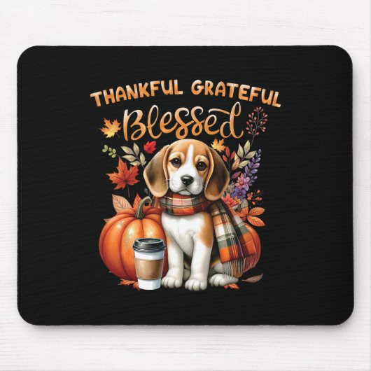 Dankbar gesegneter Beagle Hund glücklich Fall Y' Mousepad (Vorne)