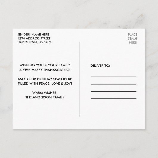 Dankbar gesegneter Erntedank Postkarte (Rückseite)