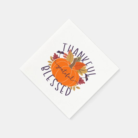 Dankbar, gesegneter Erntedank Pumpkin Serviette (Ecke)