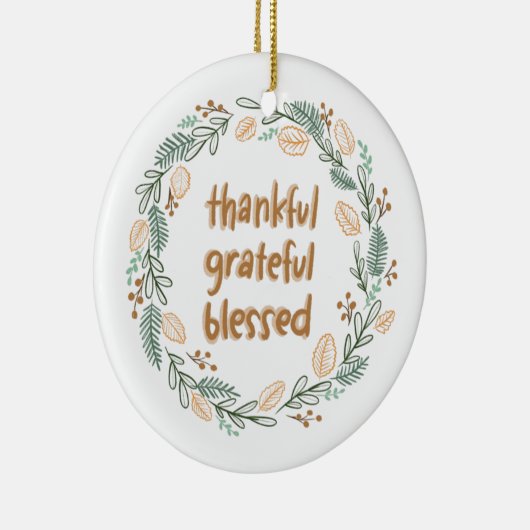 Dankbar gesegneter Herbstkranz Keramik Ornament (Rechts)