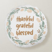 Dankbar gesegneter Herbstkranz Rundes Kissen (Rückseite)