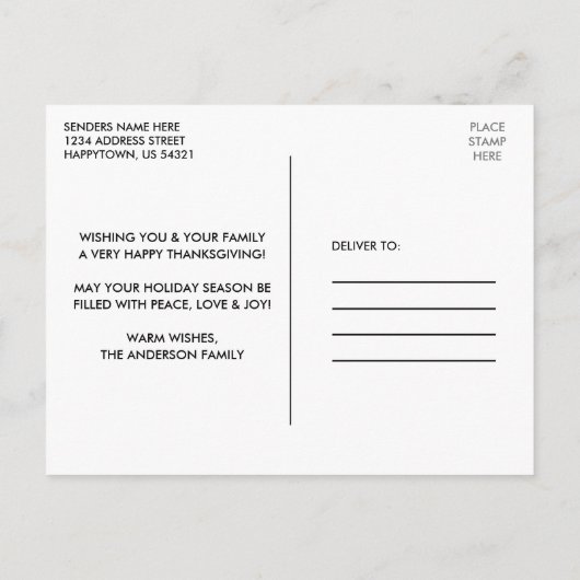 Dankbar gesegneter Karierter Erntedank Postkarte (Rückseite)